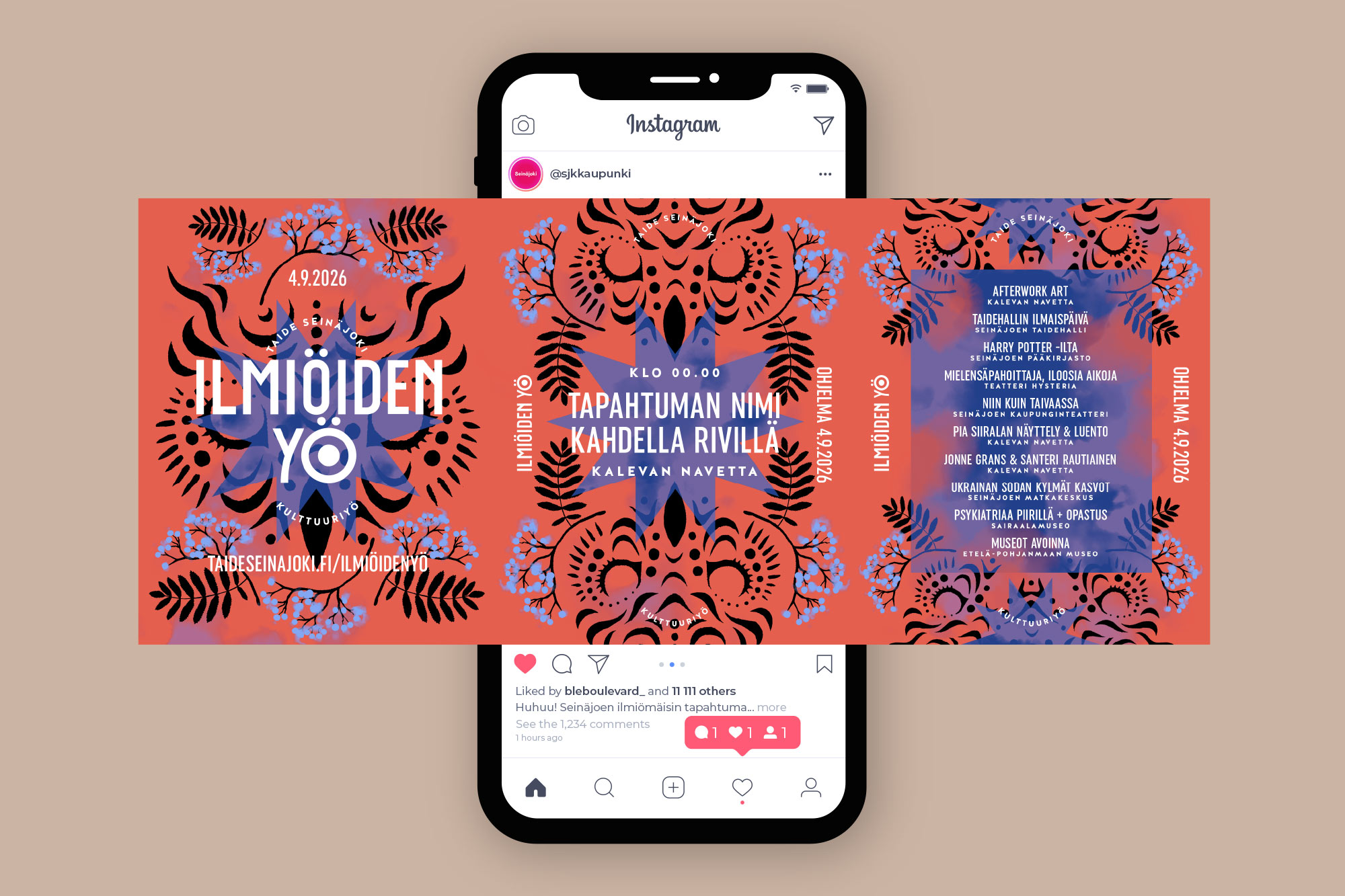Ilmiöiden yö: Social media carousel template