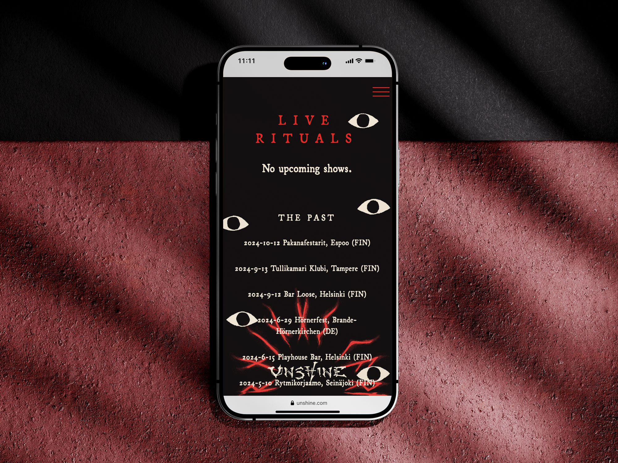 Unshine: Website mobile mockup